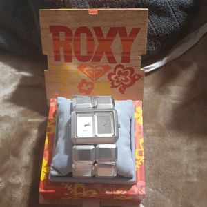 Roxy Silver Stretchy Adjustable Watch with Box